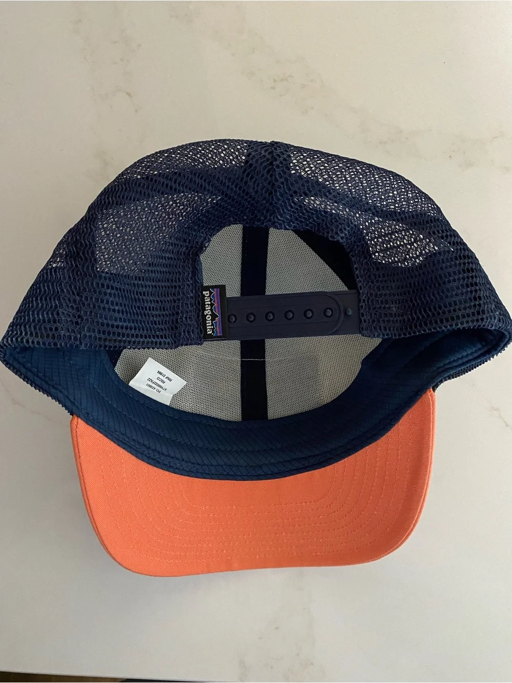Patagonia Kids White, Navy & Orange Mesh Trucker Hat